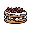 strawberry shortcake sweet food color icon vector illustration Royalty Free Stock Photo