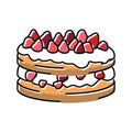 strawberry shortcake sweet food color icon vector illustration Royalty Free Stock Photo