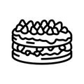 strawberry shortcake sweet food line icon vector illustration Royalty Free Stock Photo