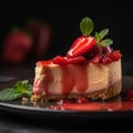 Strawberry shortcake on a table in close-up. Royalty Free Stock Photo