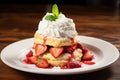 Strawberry shortcake with whipped cream on top