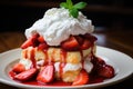 Strawberry shortcake with whipped cream on top