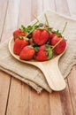 Strawberry shrivel in wooden bowl