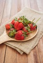 Strawberry shrivel in wooden bowl