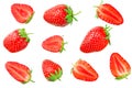 Strawberry with sliced strawberry isolated on white background. clipping path. Top view Royalty Free Stock Photo