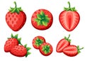 Strawberry and slices of strawberrys. Vector illustration of strawberrys. Vector illustration for decorative poster, emblem natura Royalty Free Stock Photo