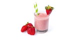 Strawberry smoothie. Fresh strawberry fruits and smoothies on white Royalty Free Stock Photo