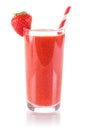 Strawberry smoothie fruit juice drink in a glass isolated on white Royalty Free Stock Photo