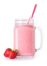 Strawberry smoothie isolated on white Royalty Free Stock Photo
