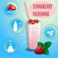 Strawberry smoothie milkshake recipe poster print