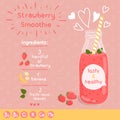 Strawberry smoothie recipe. Royalty Free Stock Photo