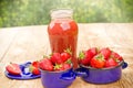 Strawberry smoothie on a table Royalty Free Stock Photo