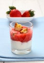 Strawberry smoothie, yogurt and cantuccini biscuits Royalty Free Stock Photo