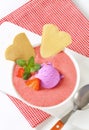 Strawberry soup with ice cream Royalty Free Stock Photo