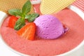 Strawberry soup with ice cream Royalty Free Stock Photo