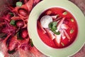 Strawberry soup with ice cream and mint Royalty Free Stock Photo