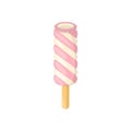 Strawberry Spiral Popsicle Ice Cream Illustration