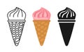 Strawberry spiral sweet ice cream set icon vector Royalty Free Stock Photo