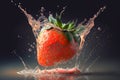 Strawberry splash dark background