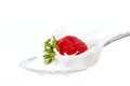 Strawberry splash in milk Royalty Free Stock Photo