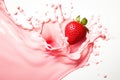 Strawberry splash in pink milk Royalty Free Stock Photo