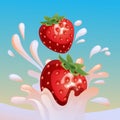 Strawberry splash vector Royalty Free Stock Photo