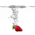 Strawberry splash in water