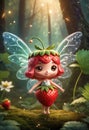 Strawberry Sprite with Glimmering Wings