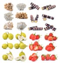 Strawberry , sugar cane, brown beech mushroom ,pear Royalty Free Stock Photo