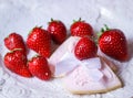 strawberry sugar sprinkle cookie dessert ribbon fresh fruit Royalty Free Stock Photo