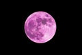 Strawberry supermoon. Moon. Super bright full moon with dark background. Madrid, Spain, Europe. Horizontal photography. Blood Moon Royalty Free Stock Photo