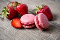 Strawberry and sweet french macaron
