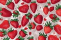 Strawberry. sweet fruit. Realistic representation. Blue background - generative ai illustration