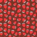 Strawberry sweet Seamless pattern. Design surface texture. Hand drawn Vector illustration on chocolate background Royalty Free Stock Photo