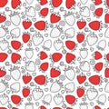 Strawberry sweet Seamless pattern. Design surface texture. Hand drawn Vector illustration on white