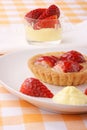 Strawberry tart and custard with strawberries Royalty Free Stock Photo