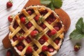 Strawberry tart and fresh berries horizontal view from above Royalty Free Stock Photo