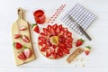 Strawberry tart on white wooden table Royalty Free Stock Photo