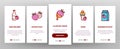 Strawberry Tasty Fruit Onboarding Icons Set Vector Royalty Free Stock Photo