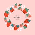 Strawberry template for packaging design with copy space for company logo, modern hand drawn illustration of fresh