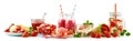 Strawberry themed panorama food still life