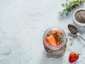 Strawberry and thyme chia water in mason jar