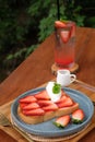 Strawberry toast with iced strawberry soda