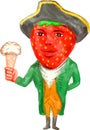 Strawberry Tricorn Hat Ice Cream Victorian Gentleman Watercolor