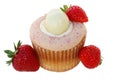 Strawberry and vanilla cupcake Royalty Free Stock Photo
