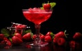Strawberry Vodka Cocktail. Generative AI