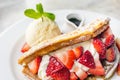 Strawberry waffle with Ice cream Royalty Free Stock Photo