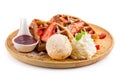 Strawberry waffles whit strawberry sauce and ice cream Royalty Free Stock Photo