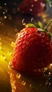 strawberry in the water.Aquatic Symphony: Natural Background with a Punk Strawberry.