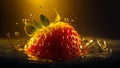 strawberry in the water.Aquatic Symphony: Natural Background with a Punk Strawberry.